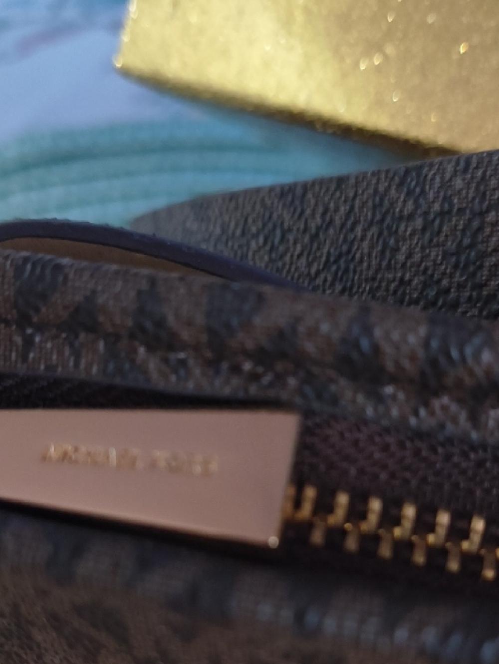 Michael Kors Brown and Tan Monogram Stripe Wristlet - Picture 3 of 3